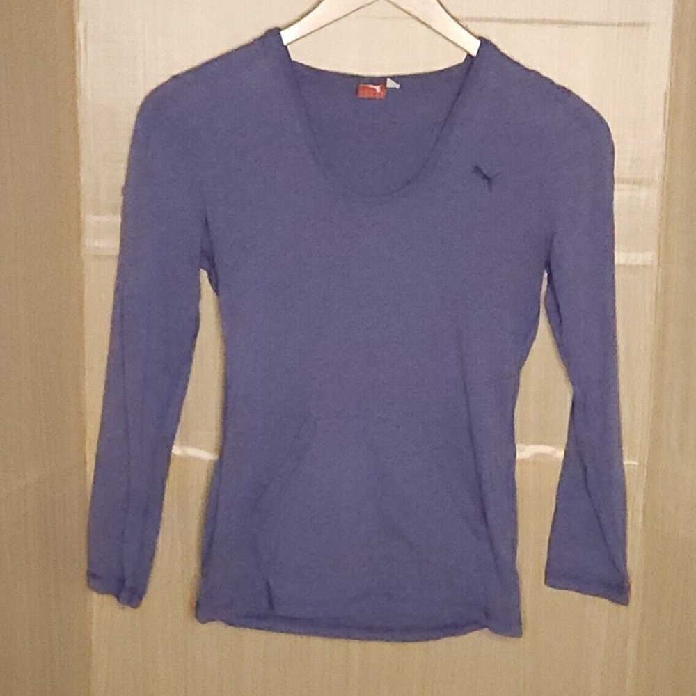 Puma Womens Purple Hooded Knit Activewear Top Small